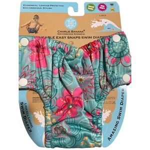 Charlie Banana Reusable Easy Snaps Swim Diaper Size L 10-27 lbs NWT